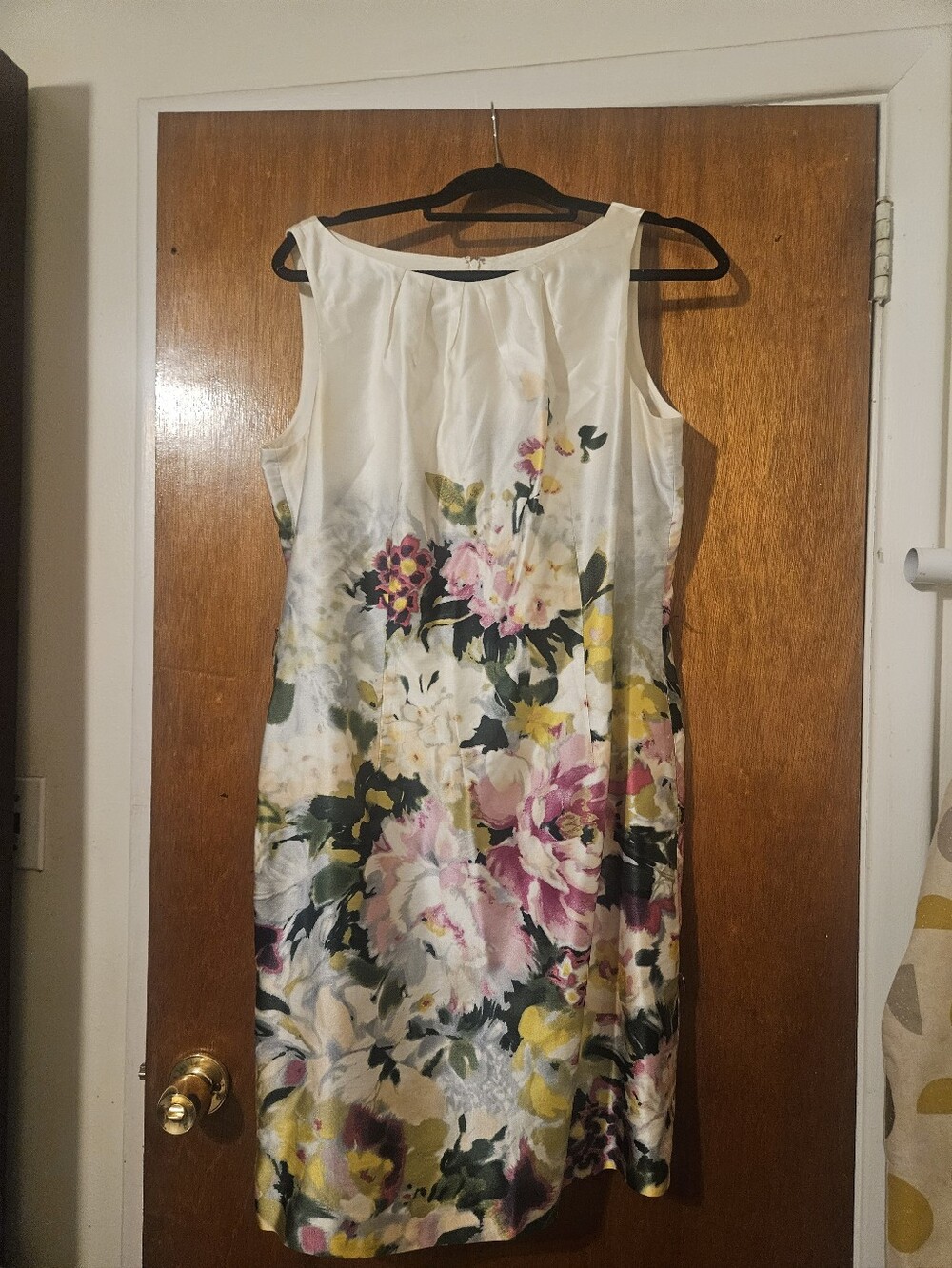 Ann Taylor Floral Midi Shift Dress in Cream, Pink and Yellow